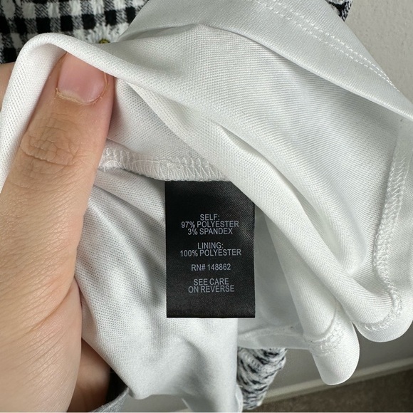 Torrid Black White Checkered Mini Textured Knit Puff Sleeve Skater Dress Size 2X - Picture 5 of 6